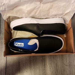 Keds Double Decker Black Leather size 6 Womens. NWT and Box